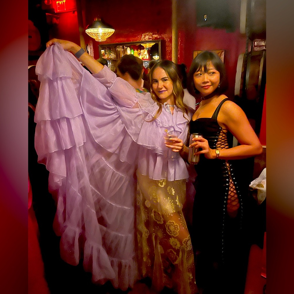 Club Exx Dolls Kill Rainbow Rhapsody Tulle Duster Dress - Light Purple s m